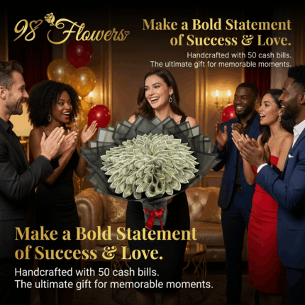 98 Flowers Signature Cash Money Bouquet – 50 Real Bills  