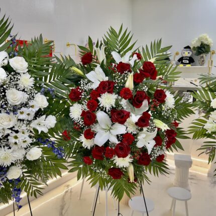 Eternal Red & White Standing Spray  