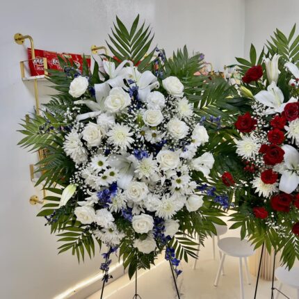 Heavenly Peace White & Blue Standing Spray  