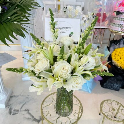 Serene White Lily Vase Arrangement  