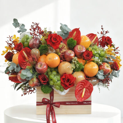 Premium Fruit & Fresh Flower Box  