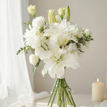 Elegant White Lily Bridal Bouquet  