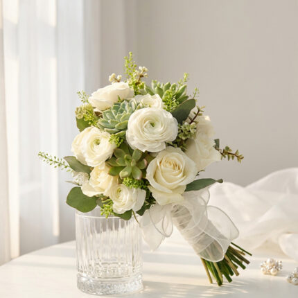 Ivory Succulent Bridal Bouquet  