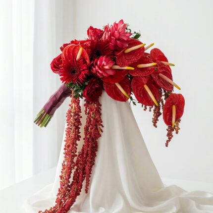 Scarlet Cascade Bridal BouquetBlush Orchid Rose Bridal Bouquet  
