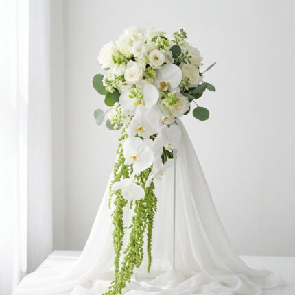 Elegant Orchid Cascade Bridal Bouquet  