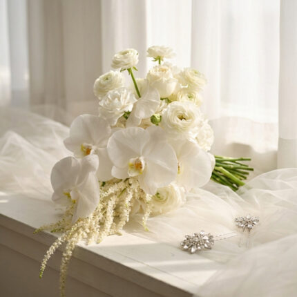 Ivory Orchid Ranunculus Bridal BouquetLavender Garden Bridal Bouquet  