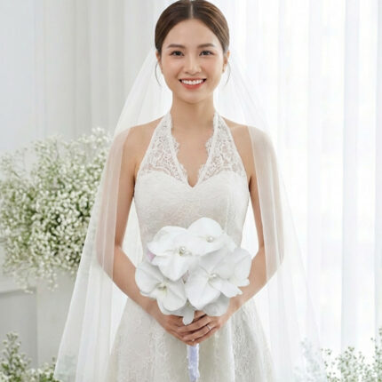 Pure White Orchid Bridal Bouquet  