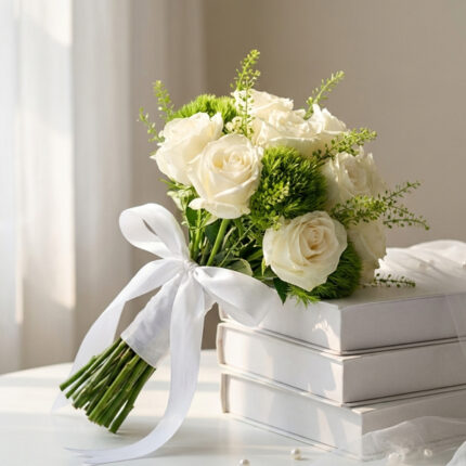 Ivory Rose Green Charm Bridal Bouquet  
