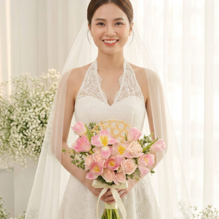 Blush Tulip Rose Bridal Bouquet  