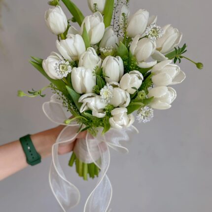 Pure Elegance White Tulip Wedding Bouquet  