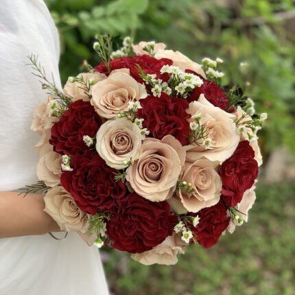 Red Cream Rose Bridal Bouquet  