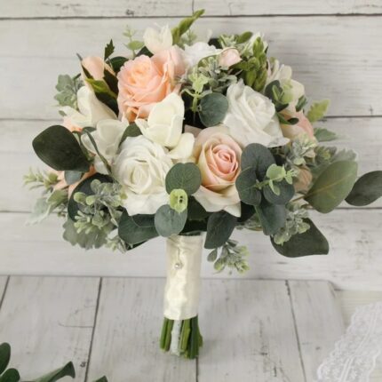 Blush Ivory Rose Wedding Bouquet  