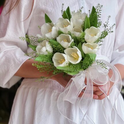 Classic White Tulip Bridal Bouquet  