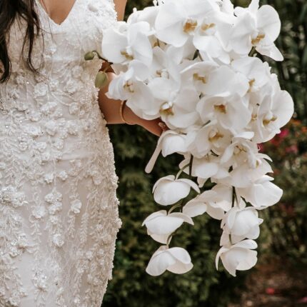 Cascading White Orchid Wedding Bouquet  