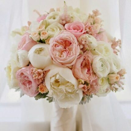 Blush Peach Garden Rose Bridal Bouquet  