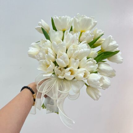 Fresh White Tulip Bridal Bouquet  