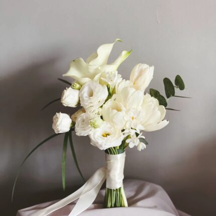 Modern White Calla Garden Wedding Bouquet  