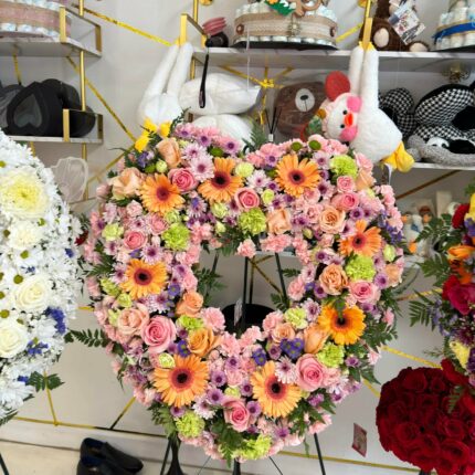 Soft Pastel Heart Sympathy Wreath – Elegant Funeral Flowers Houston  