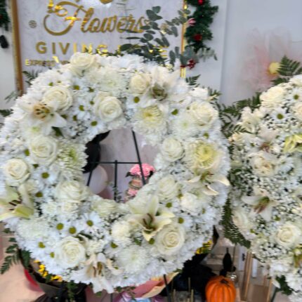 Premium White Garden Sympathy Wreath – Luxury Funeral Flowers HoustonPremium White Garden Sympathy Wreath – Luxury Funeral Flowers Houston  