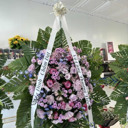 Lavender Garden Sympathy Standing Spray – Elegant Funeral Flowers Houston  