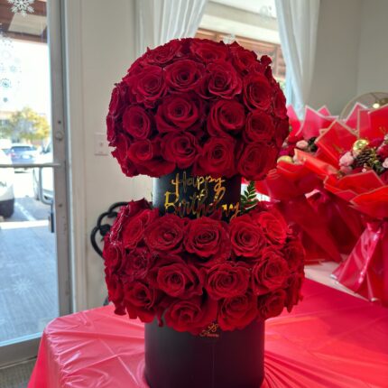 The Rose TowerCloud Nine Heart – 24 Roses 24 rose heart bouquet, anniversary flowers Houston, baby's breath bouquet, Ecuadorian roses Houston, heart shaped roses Houston, personalized rose bouquet, ramo de rosas en forma de corazón, red rose heart bouquet, romantic flower bouquet Houston, valentine flowers Houston 